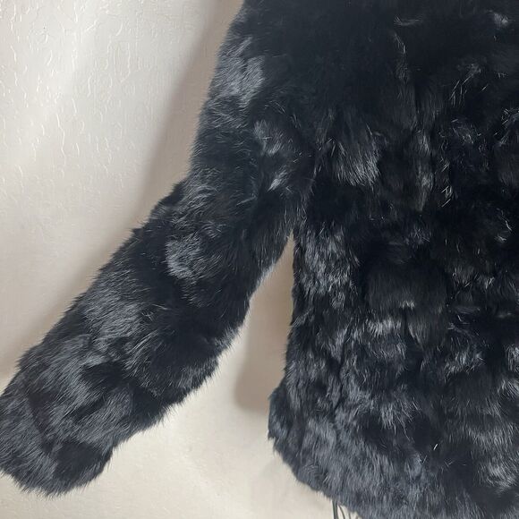 Vintage 1980s Dyed Black Rabbit Fur Jacket Women’s Size Medium - Picture 3 of 13
